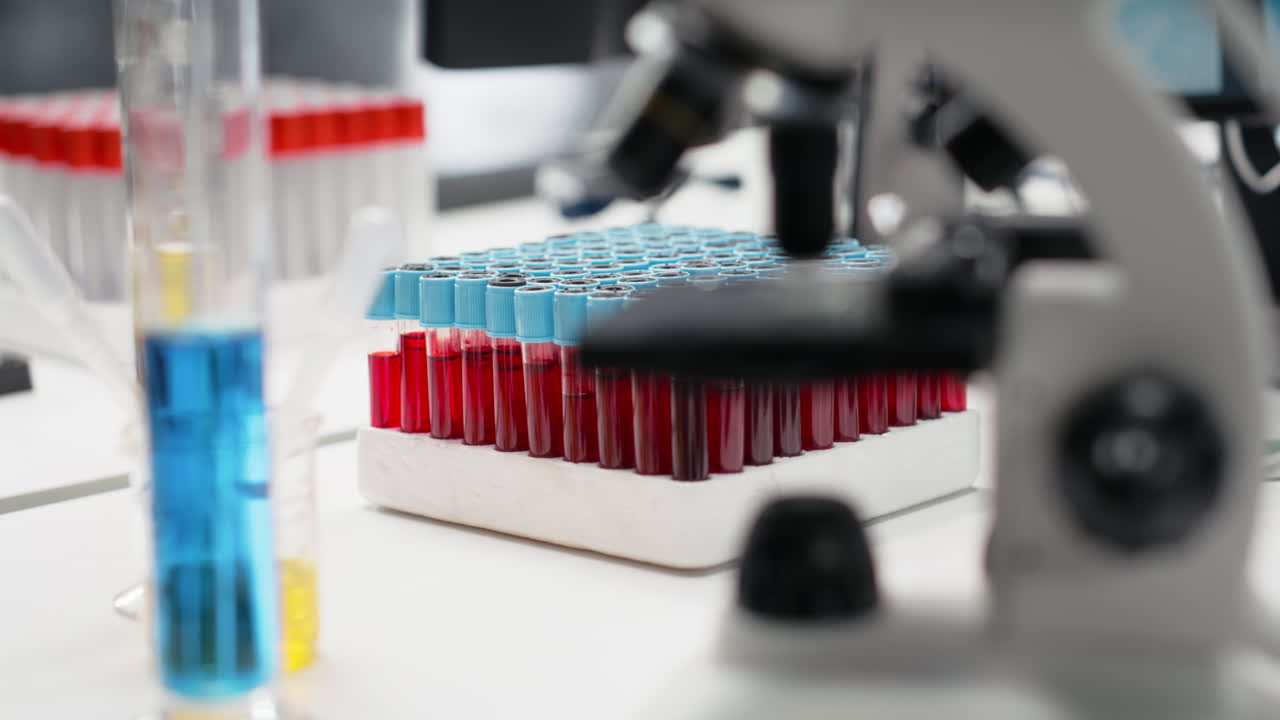 Vertical video Tablet and PC in laboratory displays DNA visualization software