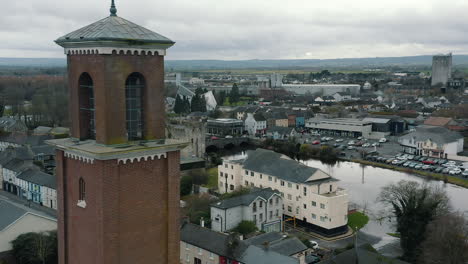 aerial reveal footage of athy town centre