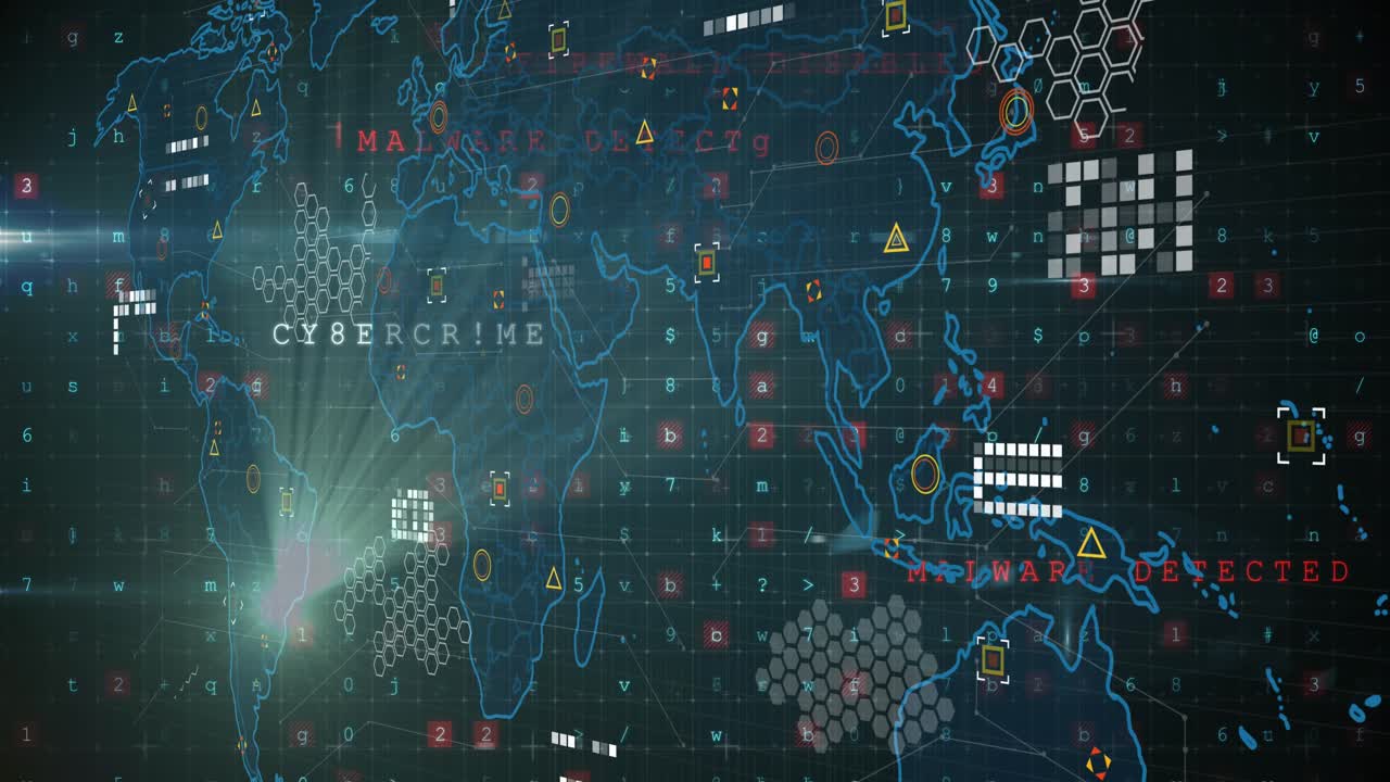 Animation of data processing over world map