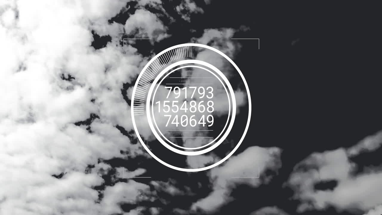 Animation of circle and data processing over clouds