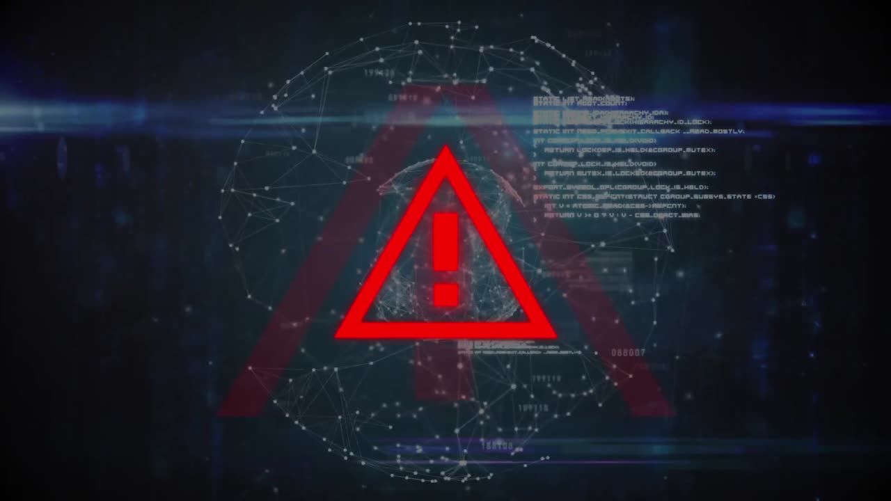 animación del texto de advertencia de covid 19 sobre el procesamiento de datos y el globo