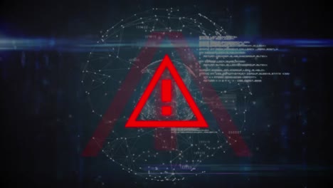animación del texto de advertencia de covid 19 sobre el procesamiento de datos y el globo