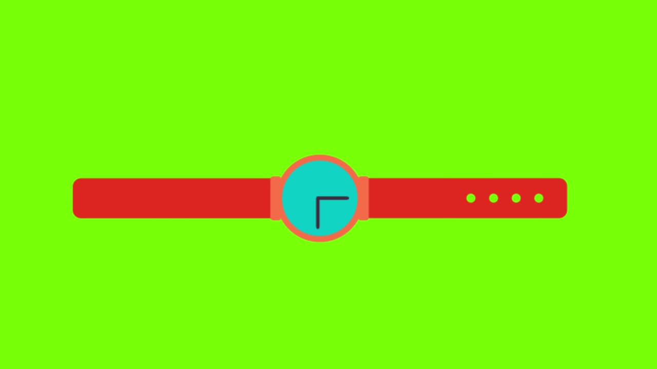 Animation of a watch on a green screen background