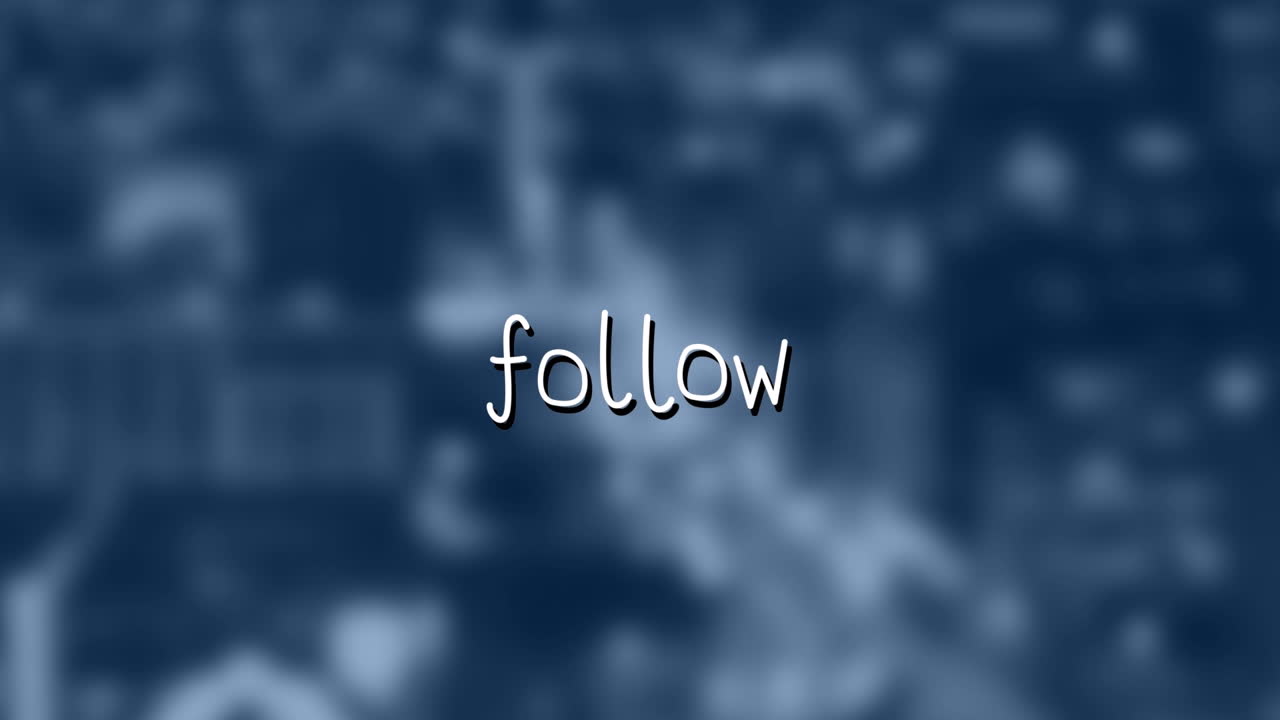 都市の景観上に表示されるフォローテキストのアニメーション