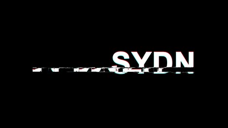 sydney glitch effect text digital tv distortion 4k loop animation