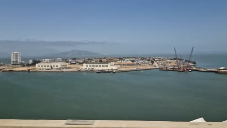 treasure island harbor, san francisco usa, view from oakland bay bridge