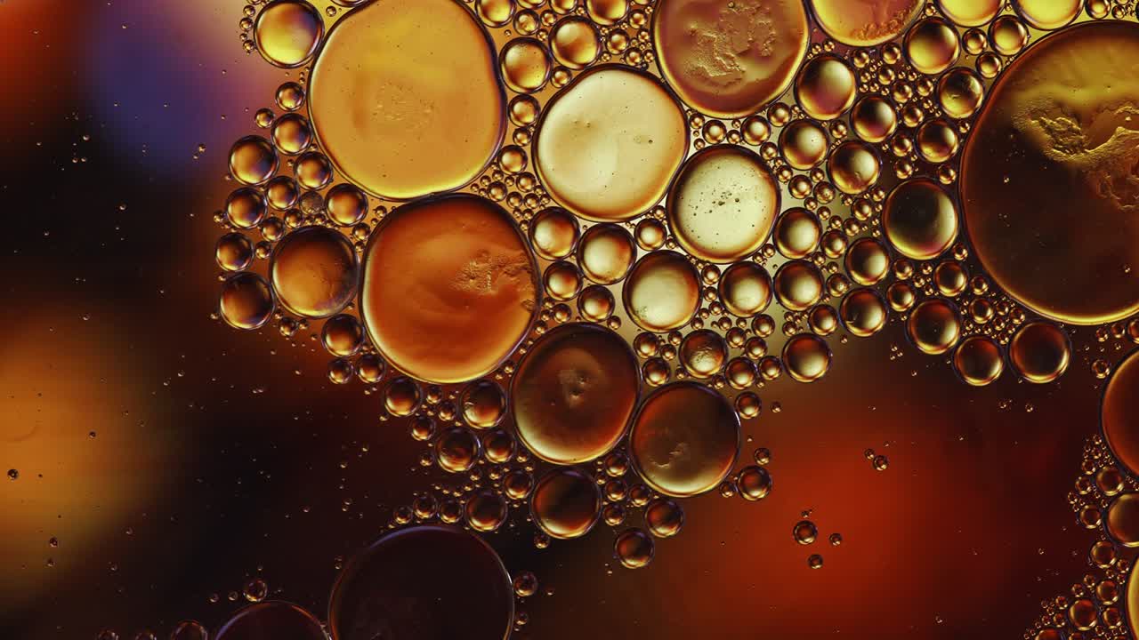 abstract colorido alimentos gotas de aceite burbujas y esferas que fluyen