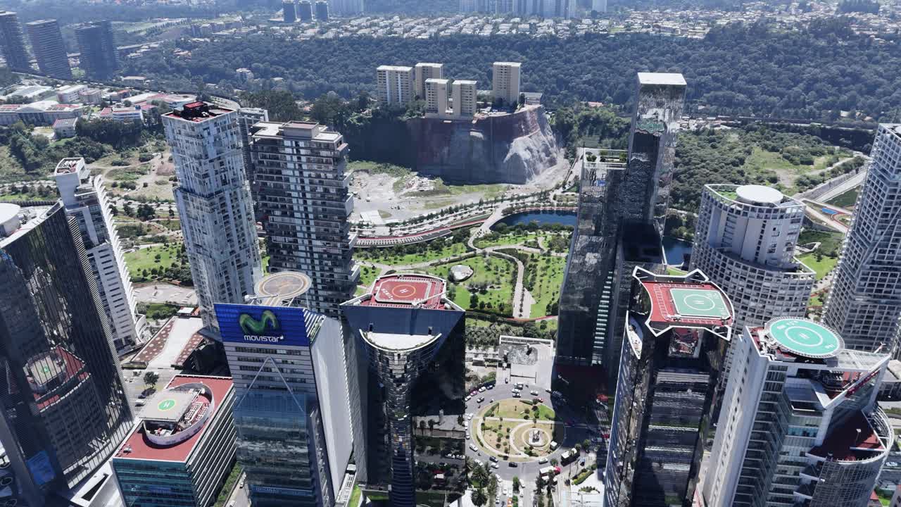 Santa Fe captured from sky in Mexico City, Mexico
