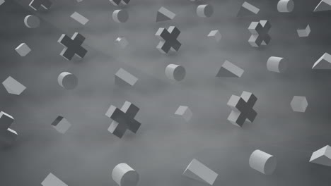 animation of rows of abstract shapes moving on grey background