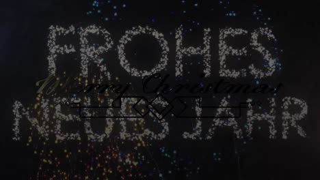 Animation-of-christmas-and-new-year's-greetings-text-over-fireworks-exploding