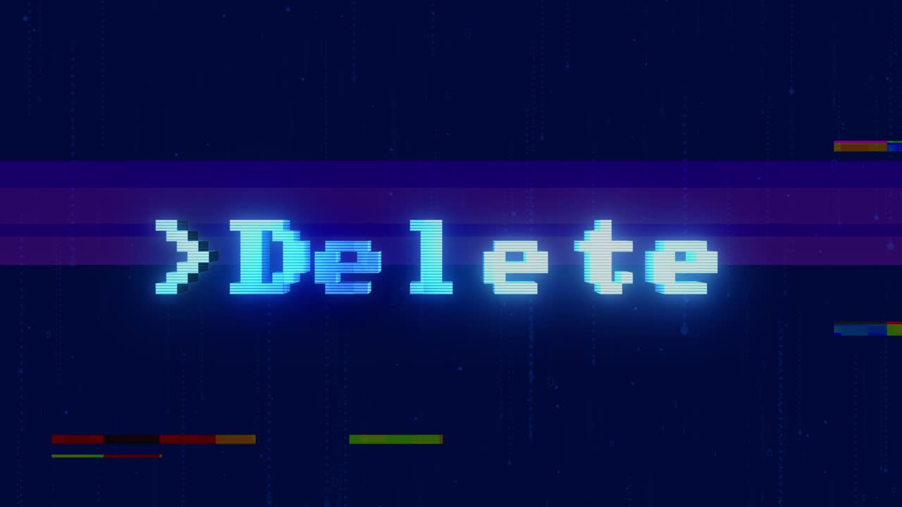 파란색 미래 컴퓨터 스크린 루프 애니메이션 배경에서 파일을 삭제합니다.