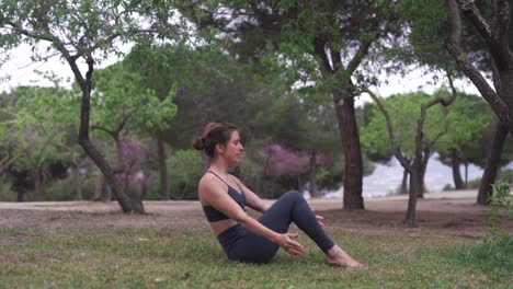 Balancing-body-on-butt-yoga-practice-calmly