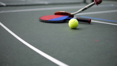table tennis equipment on court