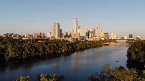 Aerial-Drone-shot-of-Downtown-Austin,-Texas