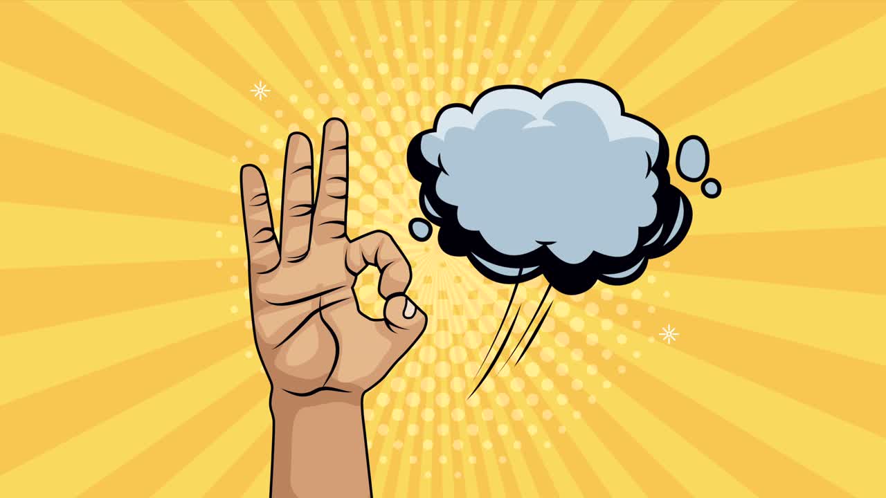 pop art style animation with hand like