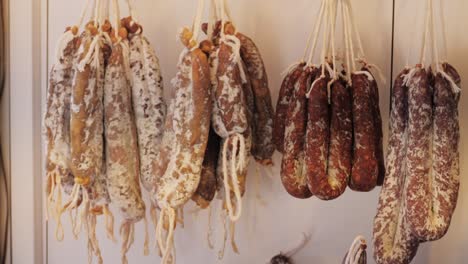 hanging dried sausages