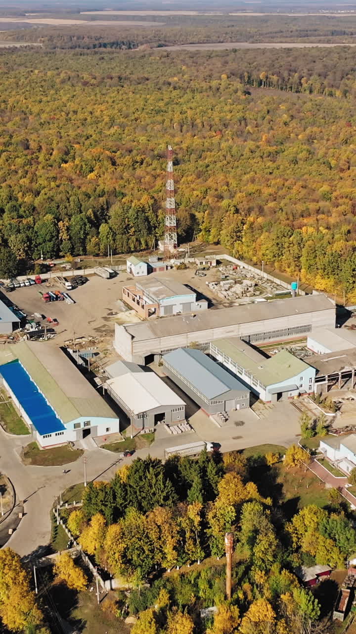 Industrial aerial view. Vertical video