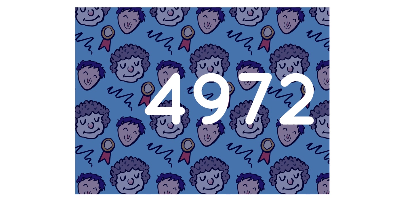 Animazione di numeri e icone di persone su sfondo blu
