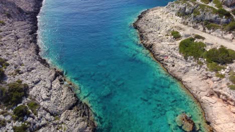 Drohnenaufnahmen-Der-Korakonissi-Bucht,-Zakynthos,-Griechenland