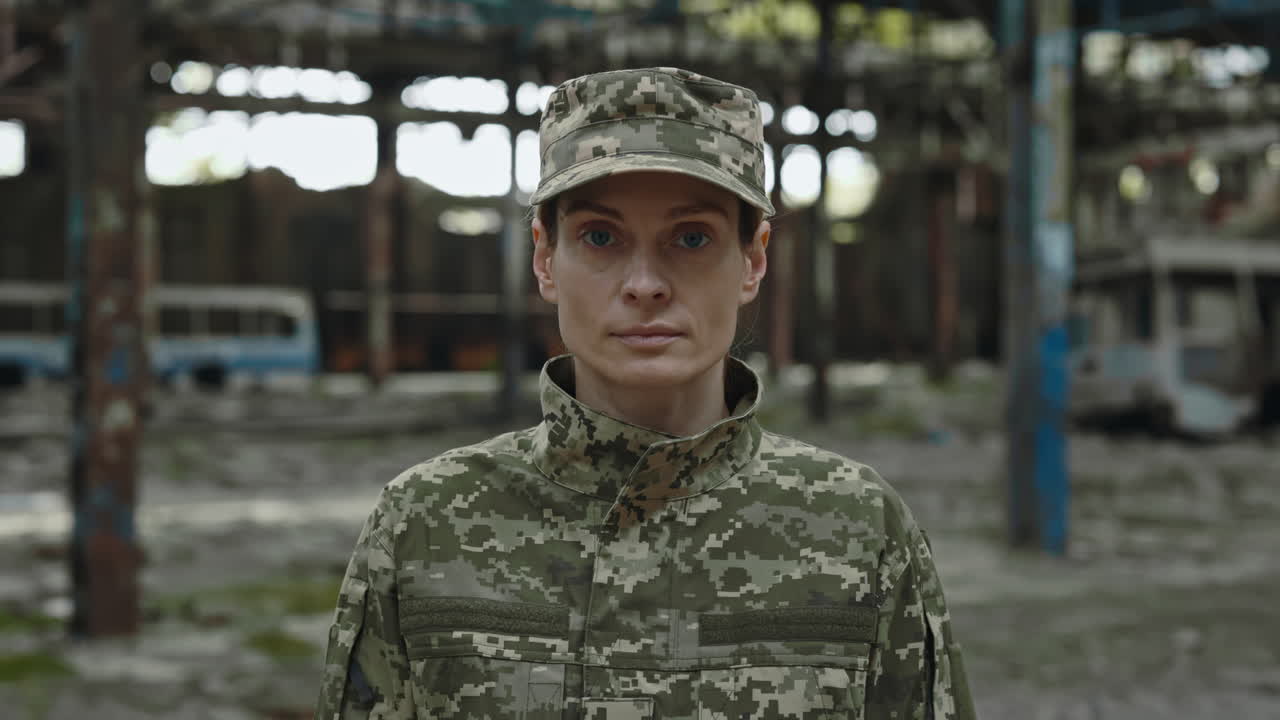 Female Soldier in a War Zone