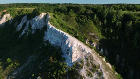 aerial view of a dramatic white cliff formation