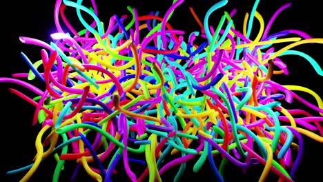 3d fondo en bucle abstracto con luz de neón, destellos multicolores de bombillas de formas inusuales. líneas curvas parpadean brillantes. diseño de movimiento de bucle vj bg.