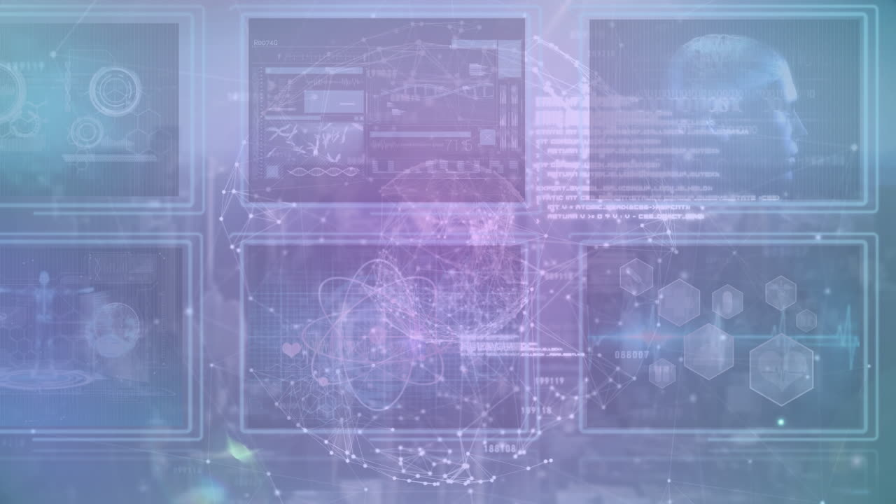 animación del procesamiento de datos en pantallas