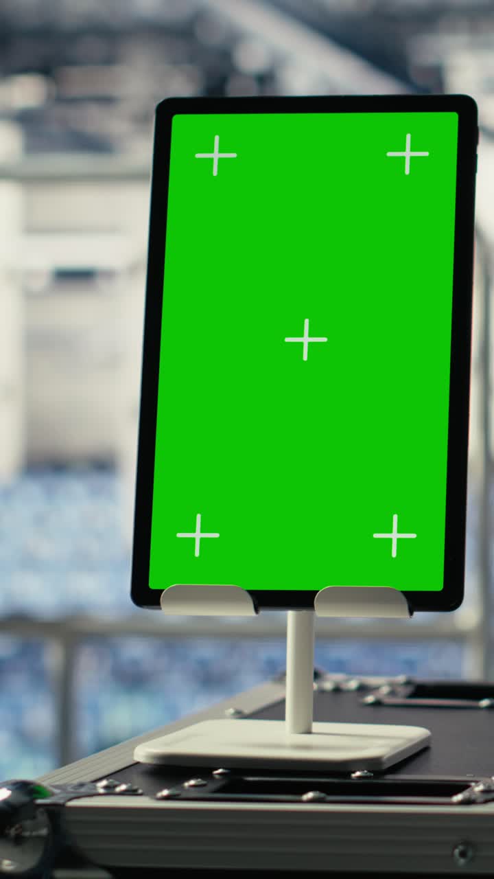 Vertical Video Green Screen Tablet In Server Room With Machine Learning Technology
