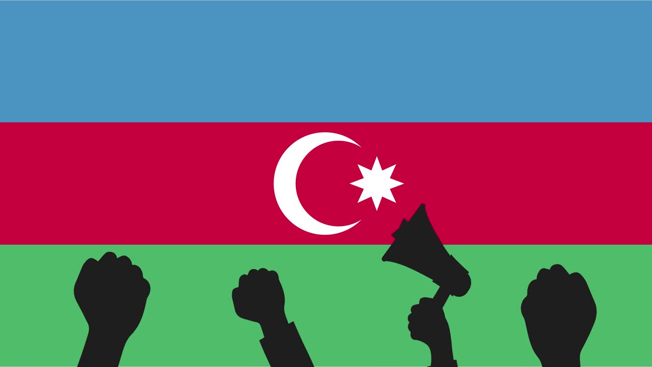 시위, 사람들의 시위, 아제르바이잔의 권리 자유. 4k 비디오 해상도.