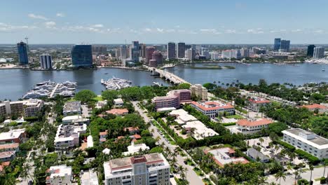 aerial high pullout from west palm beach florida over palm beach florida