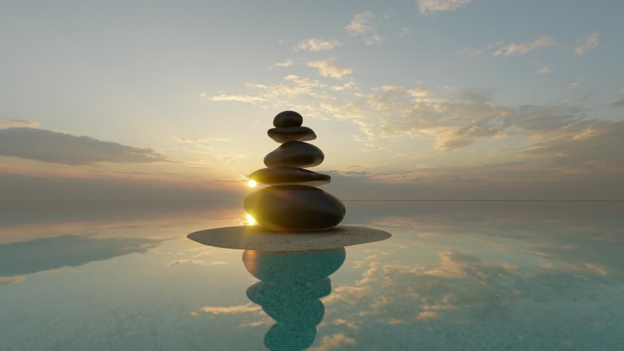 바위, 돌, 균형, 차분한 물, 배경, 개념, 평온한 명상, 순수한 마음, 4k