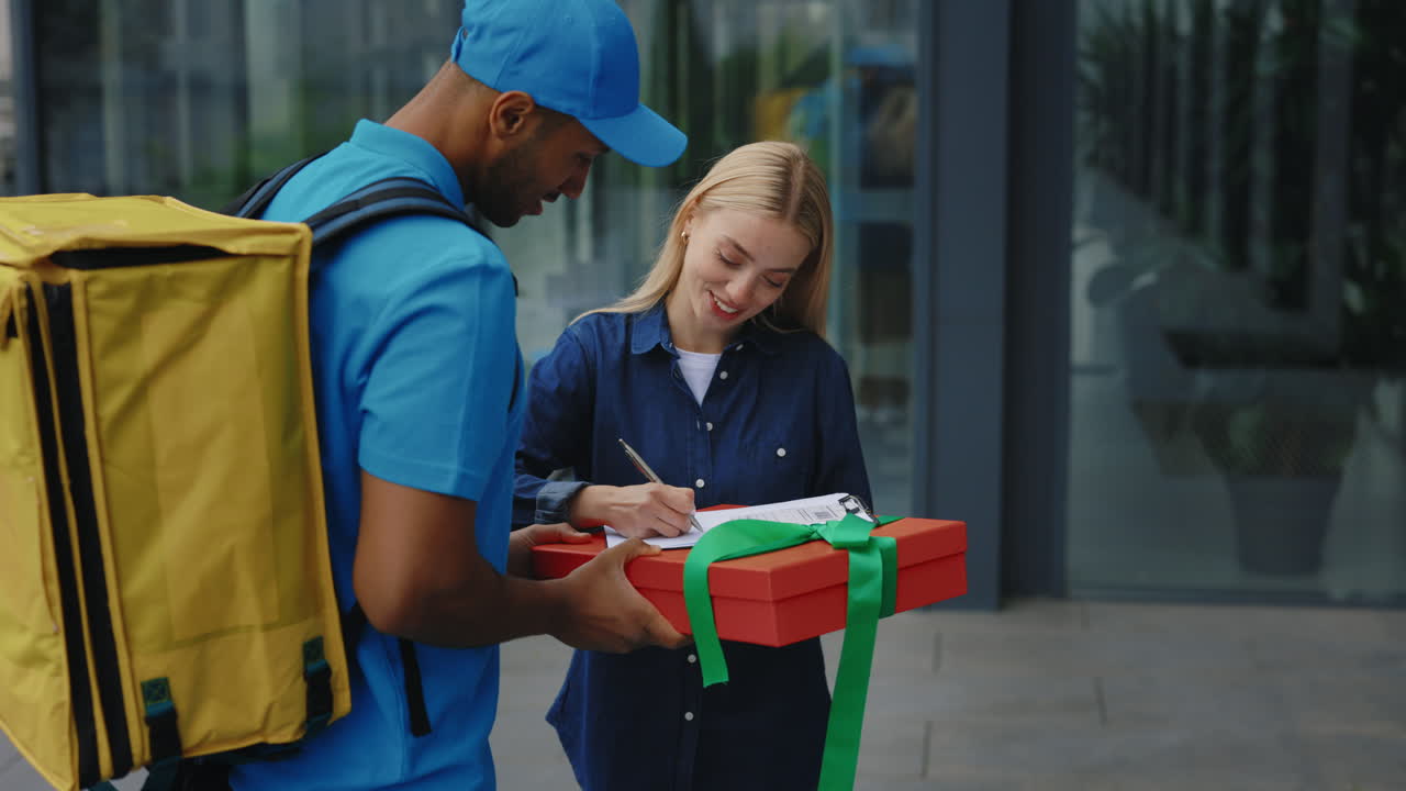 Delivery Person Giving a Gift