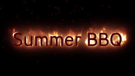 summer bbq text appearing on fire