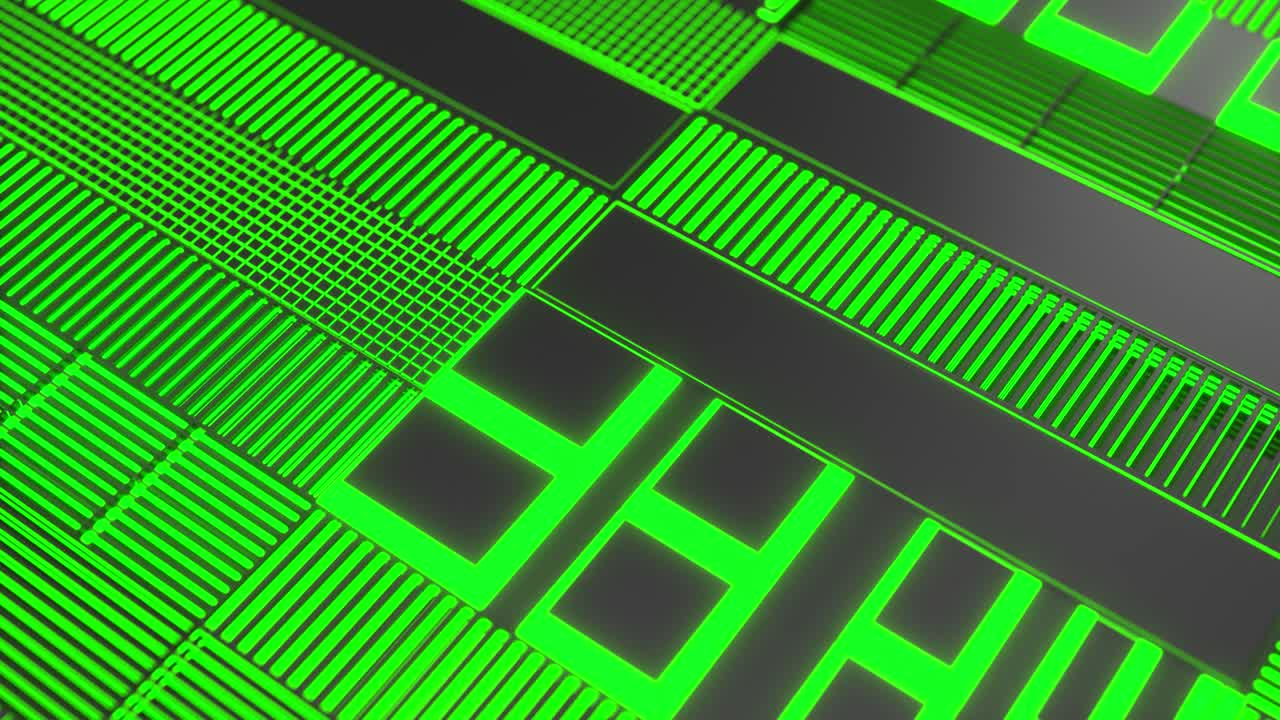 Technological background loop with green glowing lines
