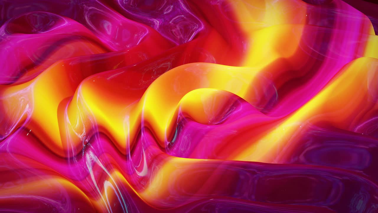fondo fluido abstracto en bucle estilo de mármol multicolor. hermosa superficie ondulada brillante de líquido con patrón, color de gradiente y ondas de flujo en él. bg creativo brillante con animación suave y suave.