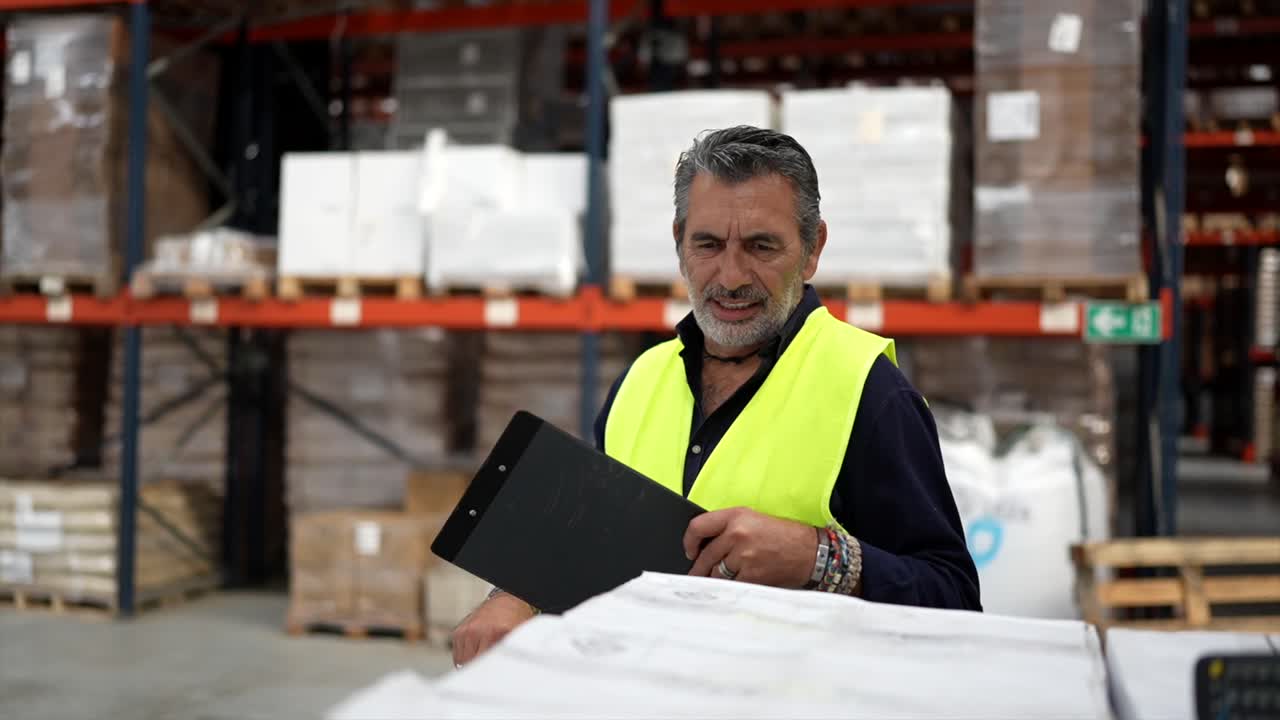 trabajador de almacén con clipboard