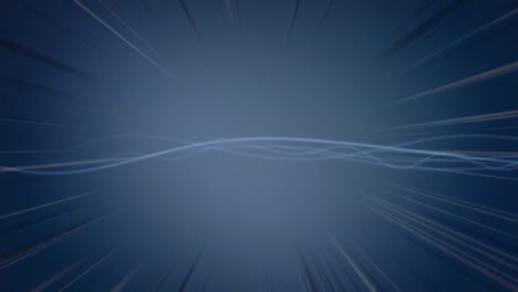 Animation-of-glowing-blue-lines-with-flickering-light-beams,-on-dark-background