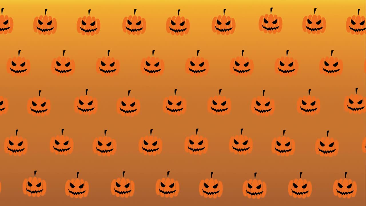 animación de una calabaza cayendo sobre un fondo naranja