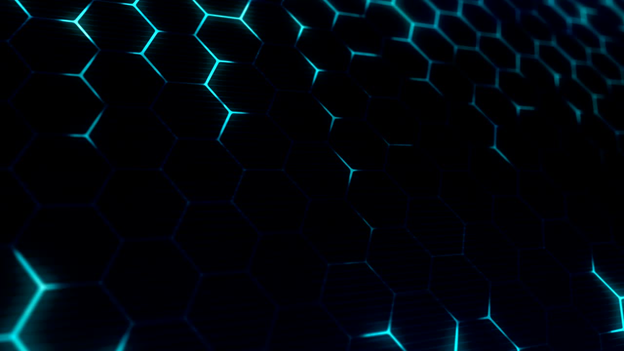 Abstract technology background with hexagonal texture. Seamless loop.