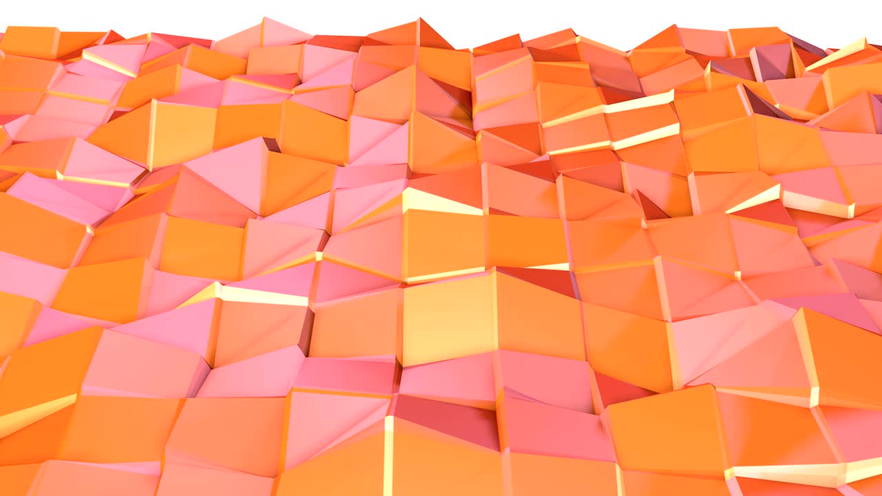 abstracto simple rosa naranja baja poli superficie 3d como fondo de sueño. suave geométrico baja poli fondo de movimiento de desplazamiento puro rosa narenja polígonos rojos. 4k fullhd fondo de bucle sin costuras