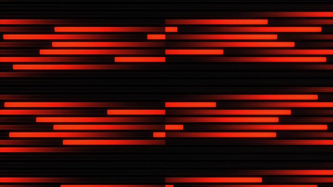Linee Orizzontali Neon Arancioni Luminose Astratte su Sfondo Nero
