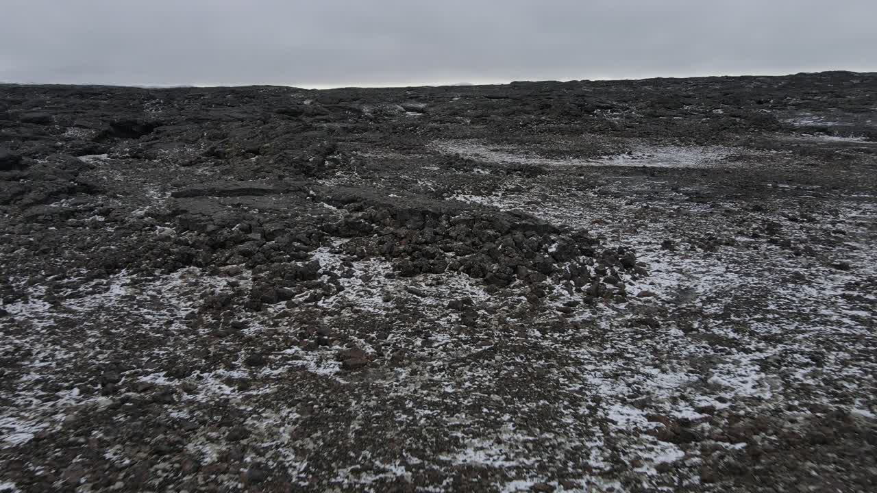 Flaying very low above a big lava field