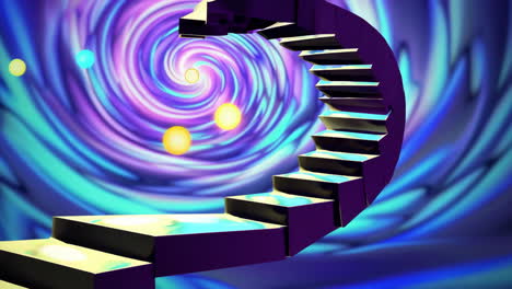 spiral staircase in a colorful vortex