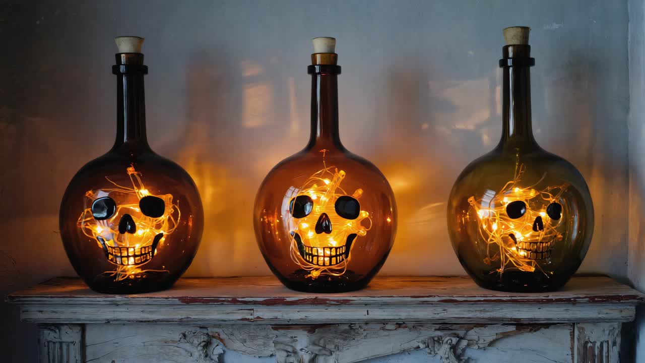 Halloween skull bottles