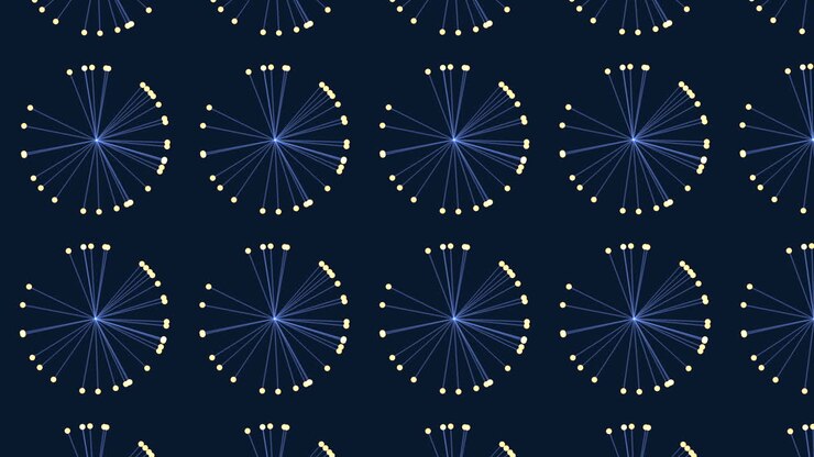 Circles pattern with blue lines and yellow dots