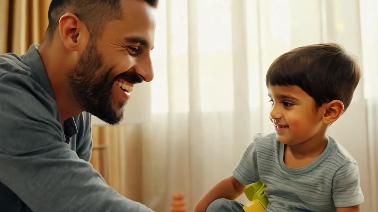 feliz padre e hijo jugando juntos