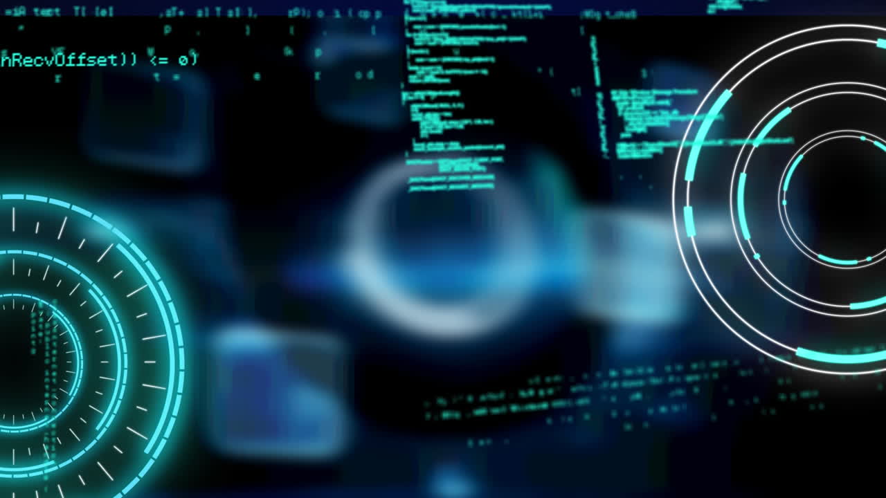 Animation of scopes scanning and data processing on digital screen