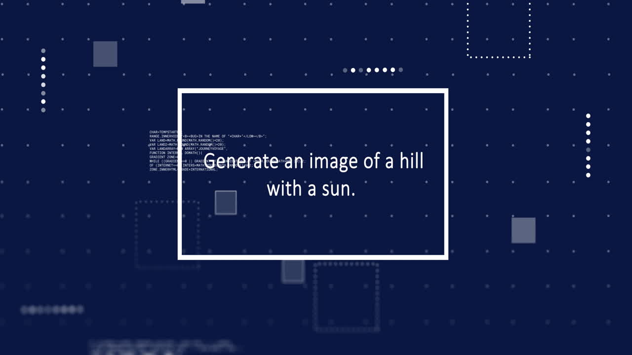 파란색 배경 위의 텍스트 및 데이터 처리의 애니메이션