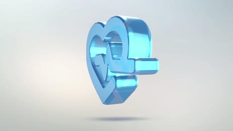 el icono del corazón está hecho de vidrio. icono de medicina giratoria transparente con canal alfa de color azul verde. símbolo de bucle sin costuras figura 3d