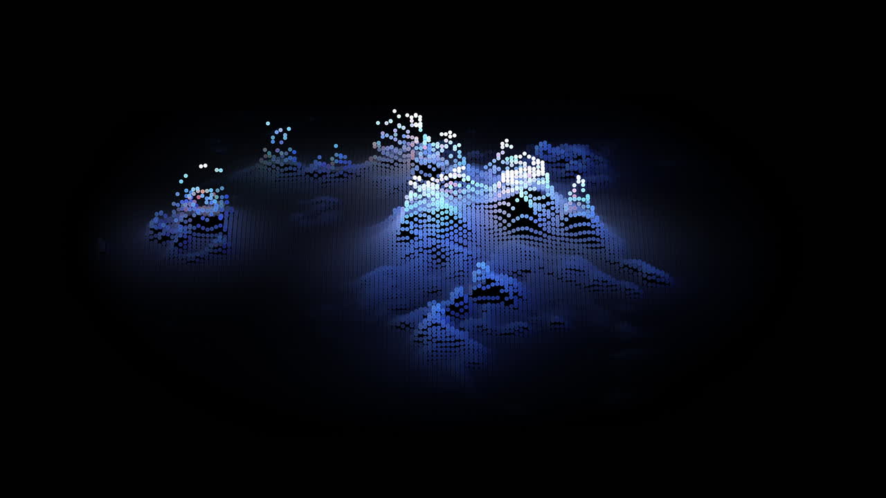 Abstract Sea Waves Quantum Particles Bouncing Rapidly in 3D Hologram - Motion Design Graphic Background Wallpaper 4K ProRes
